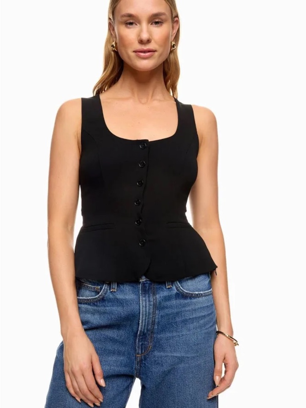Reformation Black Delanie Linen Top